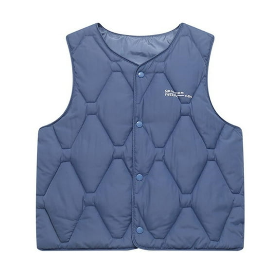 TEAJOPSUU Boys Girls Puffer Down Vest Winter Warm Sleeveless Button-Down Quilted Jacket Kids Lightweight Padded Outerwear Vest C-Blue