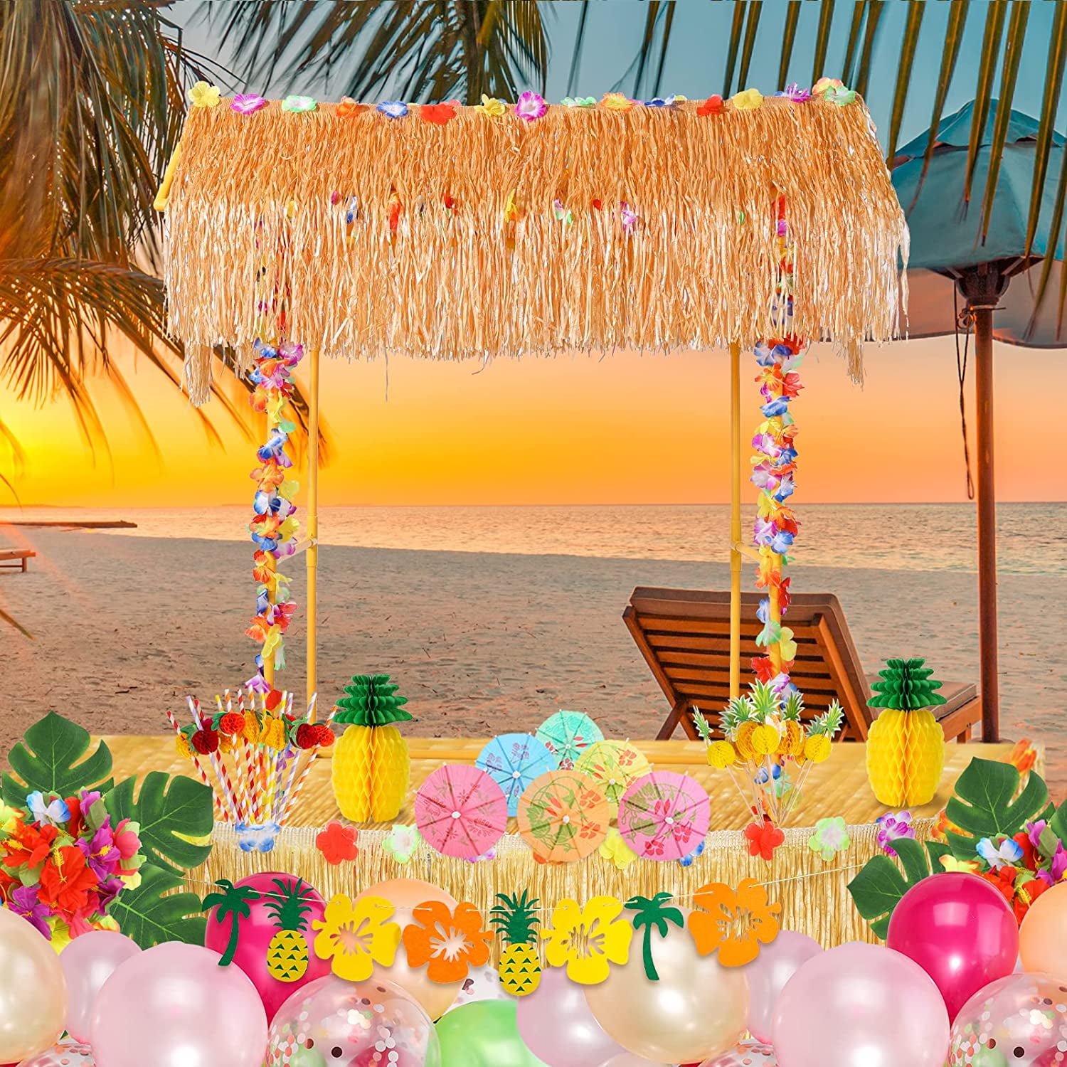 Leyndo Aufblasbares Tiki Luau 91,4 Cm | Hawaii-Party-Deko Mit Surfbrett | Für Pool, Strand & Garten
