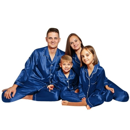 

XYIJANI Christms Pajamas for Family Silk Satin Pajamas 2024 Button Down Sleepwear Long Sleeve Comfy Loungewear Matching Sets Christmas Pj Set (Kids 130)