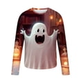 thumbnail image 3 of BiZtdJrK Long Sleeve Halloween Shirts for Mens Cute 3D Ghost Graphic T shirts Fashion Funny Cool Costume Tee Tops Brown XXXL, 3 of 5
