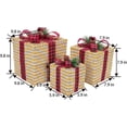 thumbnail image 7 of 10"-8"-6" Set of 3 Christmas Lighted Gift Boxes Decoration Boxes with Plug, Bows, Artificial Pine Leaves and Pine Cones for Christmas, Weddings Yard Home Holiday Art Decoration, 7 of 7