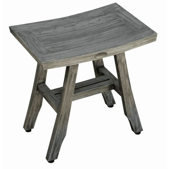 HomeRoots 376758 12 x 17.5 x 17.5 in. Compact Contemporary Teak Shower Stool, Gray - Coquina