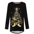 thumbnail image 4 of YUGYXL Womens Fall Fashion Long Sleeve Christmas Pullover Tunic Tops Crewneck Sweatshirt Xmas Printed Holiday Oversized Long Shirts Black L, 4 of 5
