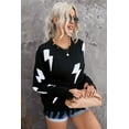 thumbnail image 4 of POGLIP Women's Black Distressed Knit Bolt Sweater, 4 of 6