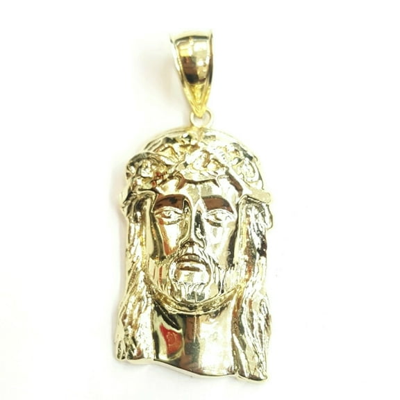 10k yellow gold Jesus face head pendant charm fine gift religious jewelry 7.9g