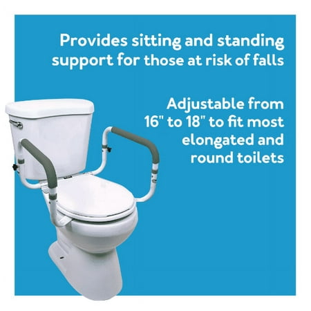 Carex Steel Toilet Support Rail with Adjustable Legs and Handles for Seniors, 300 lb Capacity