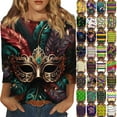 Rlmidhb Mardi Gras 2025 T Shirts for Women Multicolor Mardi Gras Mask