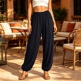 thumbnail image 5 of PInxai Yoga Pants for Women Elastic Waisted Baggy Pants Loose Comfy Casual Athletic Solid Color Pants Summer,Black,M, 5 of 7