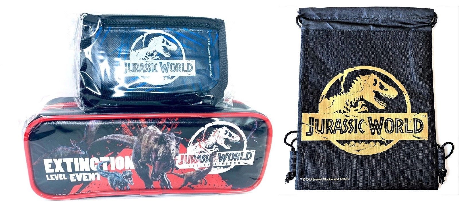 Jurassic World Licensed Pencil Case, Wallet & Drawstring Backpack Sling