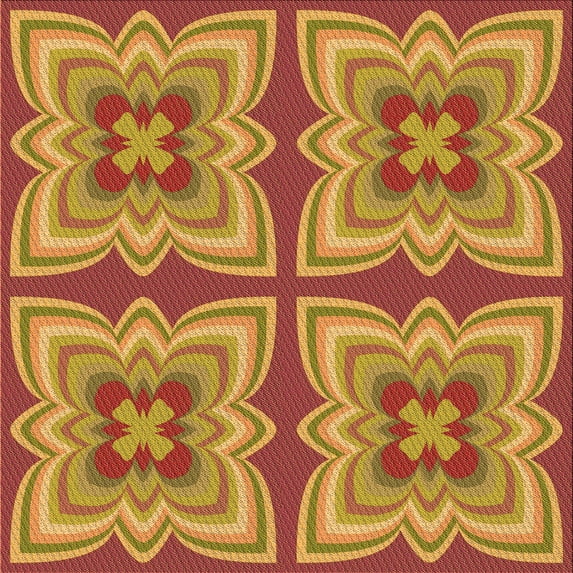 Ahgly Company Indoor Square Patterned Grapefruit Red Area Rugs, 8' Square