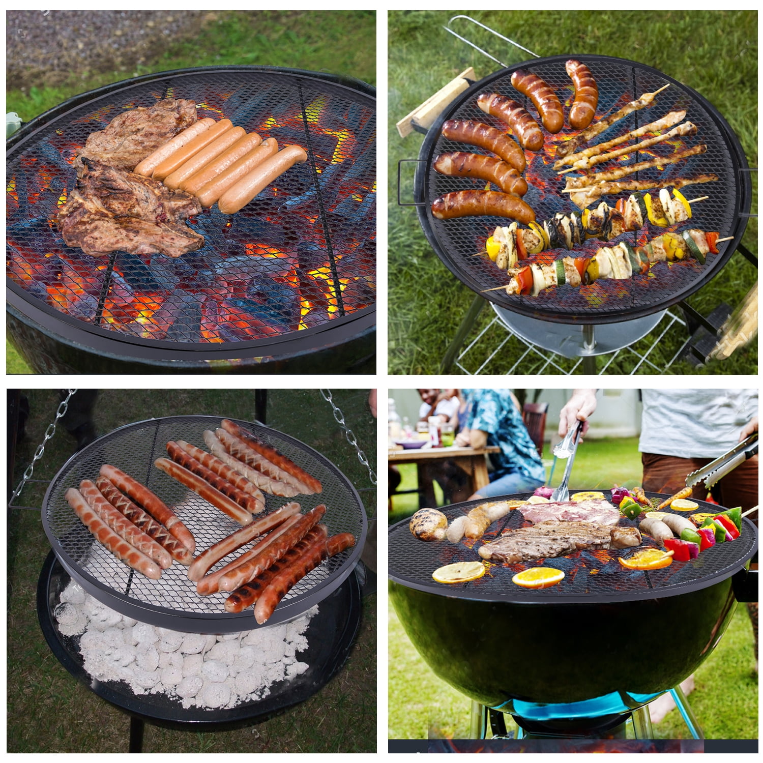 Lineslife Fire Pit Cooking Grill Grates Heavy Duty Outdoor Round BBQ X Marks Grill Camping Cookware 36 Inch Black Walmart