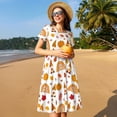 thumbnail image 4 of Balery Fall Gnomes Harvest Vestidos sueltos de manga corta para mujer, vestidos de verano 2025, vestidos casuales de corte A con vuelo., 4 of 6