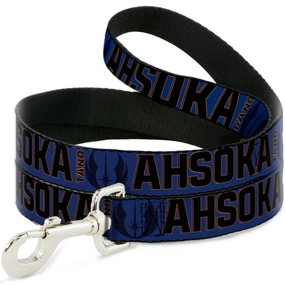 Star Wars Pet Leash, Dog Leash, Star Wars Tano Ahsoka Pose and Jedi Order Insignia Blues, 6 Feet Long 0.5 Inch Wide