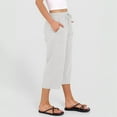 thumbnail image 3 of Capris Pants for Women Summer Casual Loose Drawstring Elastic High Waist Straight 2026 Lounge Beach Cropped Trousers White S, 3 of 5