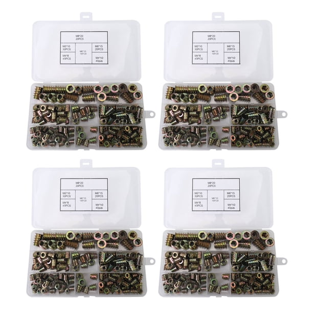 Tuercas de Insertos Roscados, Kit de Herramientas de Surtido de Insertos de Madera, / M5 / M6 / M8 Insertos de Tornillo para Muebles Sujetador de Perno (660 PCS)