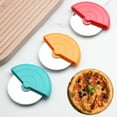 thumbnail image 2 of Farfi Pizza Cutter Round Sharp Rotating Wheel Curved Handle Stainless Steel Blade Multi-functional Dough Pancake Food Slicer Kitchen Supplies (Yellow), 2 of 13