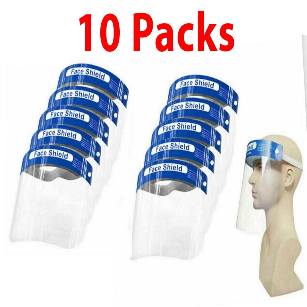 10Pack Safety Full Face Shield Reusable Protection Cover Face Eye Cashier Helmet 