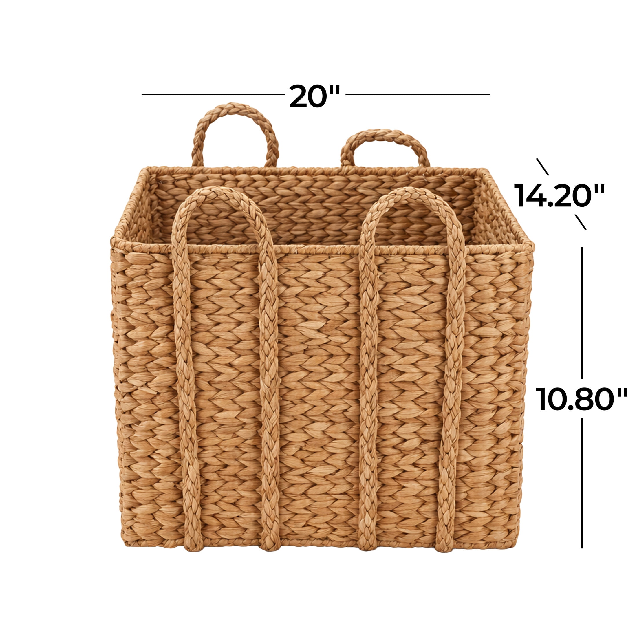 DecMode 20" x 11" Brown Seagrass Handmade Woven Storage Basket with Braided Handles, 1-Piece