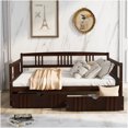 thumbnail image 2 of Full Size Daybed with Storage Drawers, Espresso Wood Sofa Bed for Living Room or Bedroom, 2 of 9