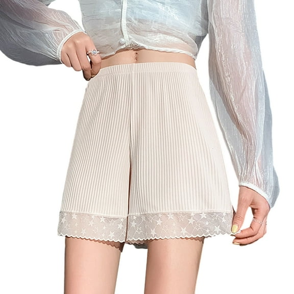 Women's Stretchy Bottoms Lace Trim Half Slip Shorts Pettipants for Under Dresses Wide Leg Undershorts Culottes