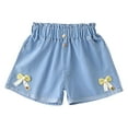 thumbnail image 4 of Jkety Little Girls Shorts Jeans Shorts Ripped Denim Bermuda Elastic Waist Bottom Trendy Cotton Summer Clothes for Kids Jean Shorts Girls(Yellow,5-6 Years), 4 of 5
