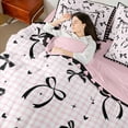 thumbnail image 4 of Manfei Princess Bowknot Bed in a Bag Twin size, Black Pink Bed Set, Kawaii Plaid Buffalo Reversible Bedding Twin Size, Super Cozy Room Decor, 7-Piece, 4 of 6