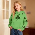 thumbnail image 2 of St. Patrick's Day Girls Hooded Sweatshirt With Print And Pocket Cozy Pullover Casual Kids Top Irish Green Pullover Hoodie 3-14Y, 2 of 4