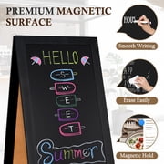 DOLLAR BOSS Wooden A-Frame Sign Chalkboard Sign 40 x 20 Magnetic Sidewalk Menu Board with Sturdy Freestanding Black Sandwich Board Sign Board Menu Display for Restaurant Business Weddings, Black