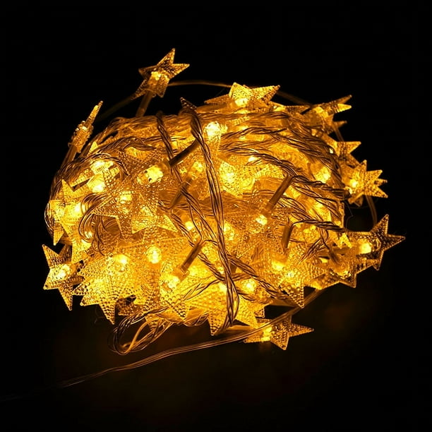 Cadena de luces LED para decoración de ventanas de bodas y festivales con forma de estrella de perla navideña