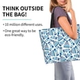 thumbnail image 2 of Pofeuu Winter Knit Hat and Socks Print Reusable Grocery Bags - Washable, Foldable, Packable Tote, Large Handles, Heavy Duty, Zippered Top Pouch, 2 of 8