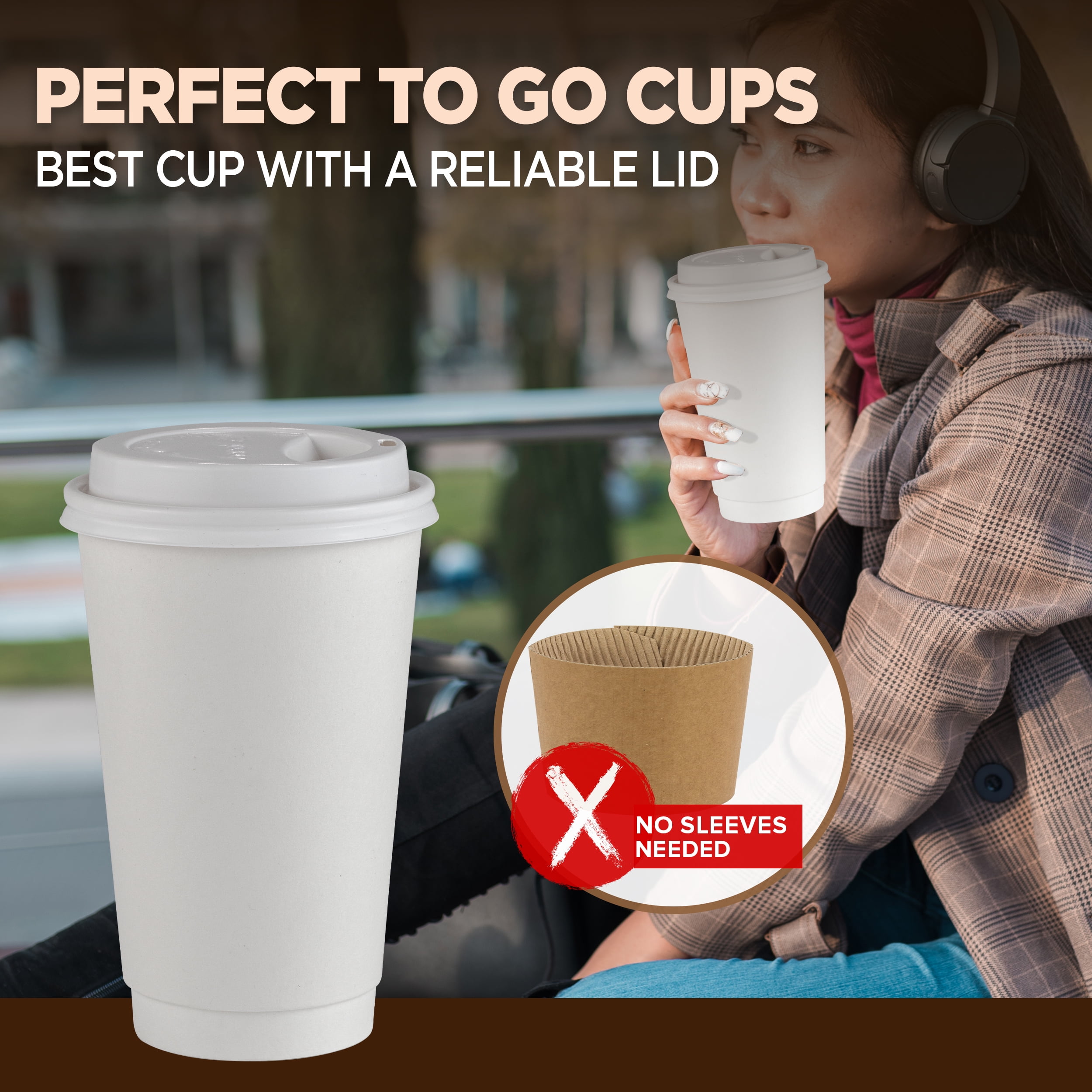 16 oz Glass Reusable Coffee Cups with Lids, Travel Mugs Ultimate Grey 16oz
