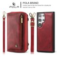 thumbnail image 4 of Feishell Multifunctional Crossbody Wallet Case for Samsung Galaxy S24 Ultra,Magnetic Detachable Case Premium PU Leather Zipper Pocket Multi Card Slots Phone Case with Wrist Strap & Shoulder Strap,Red, 4 of 10