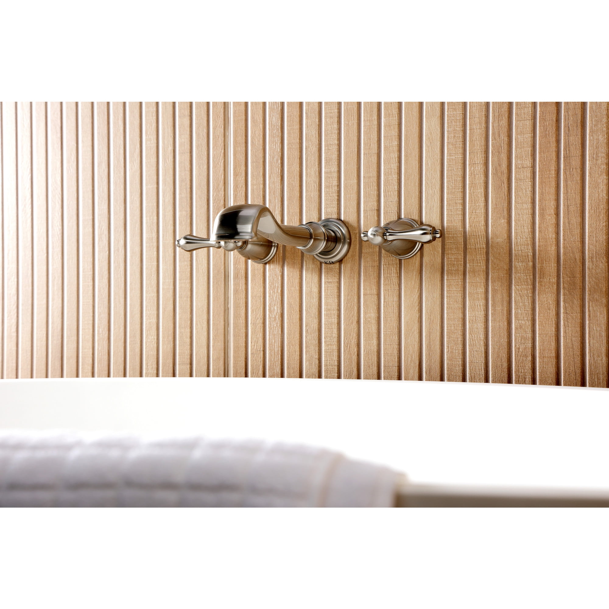 Kingston Brass KS5028AL  Two-Handle Wall Mount Roman Tub Faucet, Brushed Nickel