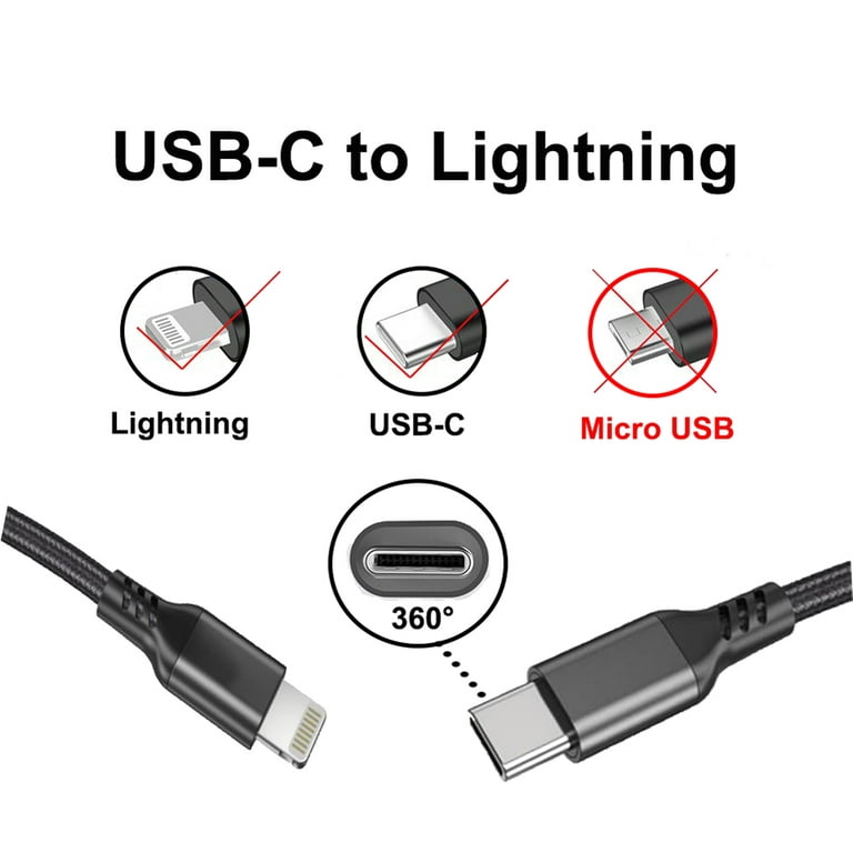  Cable USB C a carga rápida múltiple de 100 W de 9.8 ft/10 pies  [certificado Apple MFi] USB A/C a 3 en 1 cable de carga largo con tipo C +