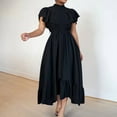 thumbnail image 6 of Miqool Womens Summer Dresses Short Sleeve Maxi Dress Casual Loose Button Down Tiered A Line Flowy Midi Shirt Dress, 6 of 6