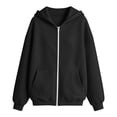 thumbnail image 5 of Girls Zip Up Hoodie Fashion Oversized Casual Cute Comfy Long Sleeve Sweatshirt Jacket with Pockets 4-15 Years Black 160, 5 of 5