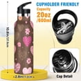 thumbnail image 2 of Kids Insulated Stainless Steel Sports Water Bottle 600ml Pink and Brown Hearts Pattern, 2 of 6