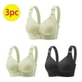 thumbnail image 2 of Hxshgdsn Womens 3PC Silky Wireless Bras Smoothing Full Coverage Push Up T-Shirt Embroidered Comforable Racerback Everyday Bralettes No Underwire Shapewear Bras,Green 1,44B, 2 of 3