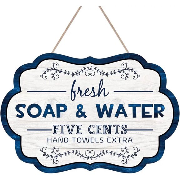 Funny Bathroom Wooden Sign,Farmhouse Fresh Soap Water Wood Sign Plaque(7.8''x11.8''),Rustic Bathroom Wooden Sign,Irregular Bathroom Wood Hanging Sign for Bathroom,Shower Room,Washroom Decor