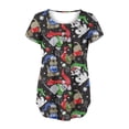 thumbnail image 6 of 2023 Women's Floral Tunic Tops Casual Blouse V Neck Short Sleeve Buttons Up T-Shirts, 6 of 6
