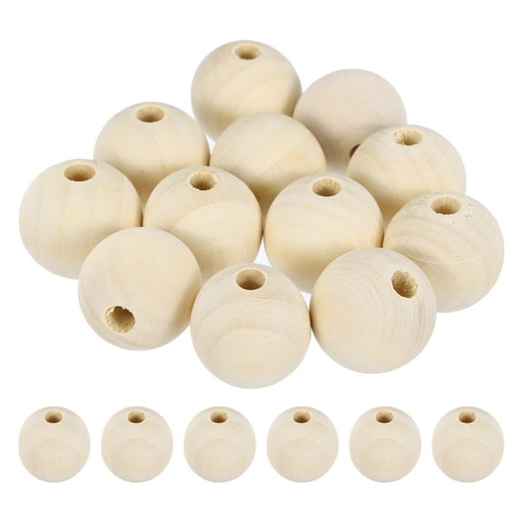 Uxcell 12Pcs 25mm Wood Beads, Unfinished Wooden Natural Beads Round Wood Spacer Beads for Bracelets Jewelry Making