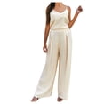 thumbnail image 1 of EQWLJWE Hauts pour Femmes Ensemble d'Été Uni Sport Décontracté à Bretelles Col Rond Haut/chemise Ensemble 2 Pcs, 1 of 5
