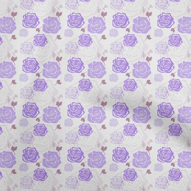 oneOone Tissu Jersey Coton Violet Floral Matériel de Robe Tissu Imprimé Tissu au Mètre 58 Pouces de Large