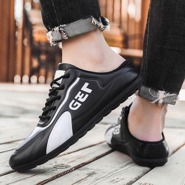 Dakaela Men's Slip on Mule Sneakers Wide Backless Tennis Shoes