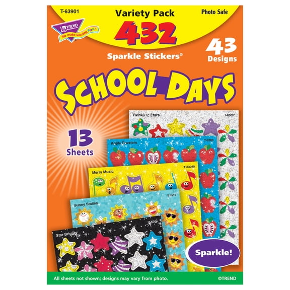 TREND School Days Sparkle Stickers Variety Pack, 432 ct