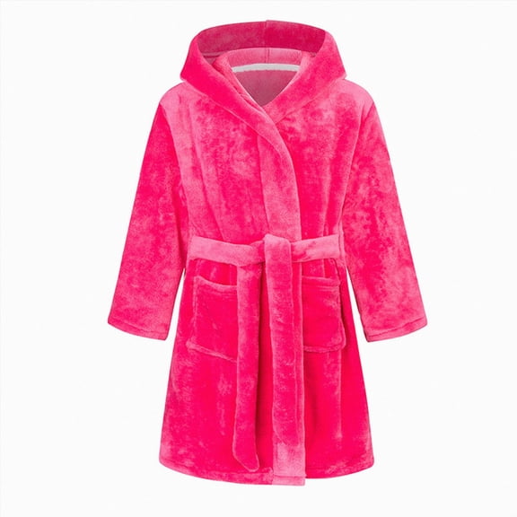 Dagaeig Boys Girls Coral Fleece Bathrobe,Soft Plush Hooded Robe with Adjustable Belt,Cartoon Print,for Toddlers 18 Month -14 Years,Warm Loungewear Shower Robe Kids Pajamas 9-10 Years