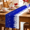 thumbnail image 5 of Blue Christmas Snowflakes Table Runner 48 Inches Long Farmhouse Dress Scarves, Xmas Balls Winter Pine Tree Dining Tablerunner for Coffee Table/Kitchen Island/Party Décor, 13" x 48", 5 of 8