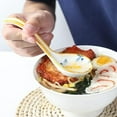 thumbnail image 6 of Kiibsot 4pcs Asian Soup Spoon Ceramic Ramen Spoons Korean Spoons Porcelain Japanese Soup Spoon for Ramen Noodles Pho Miso Dumpling, Curved Handle,6.3in, 6 of 6