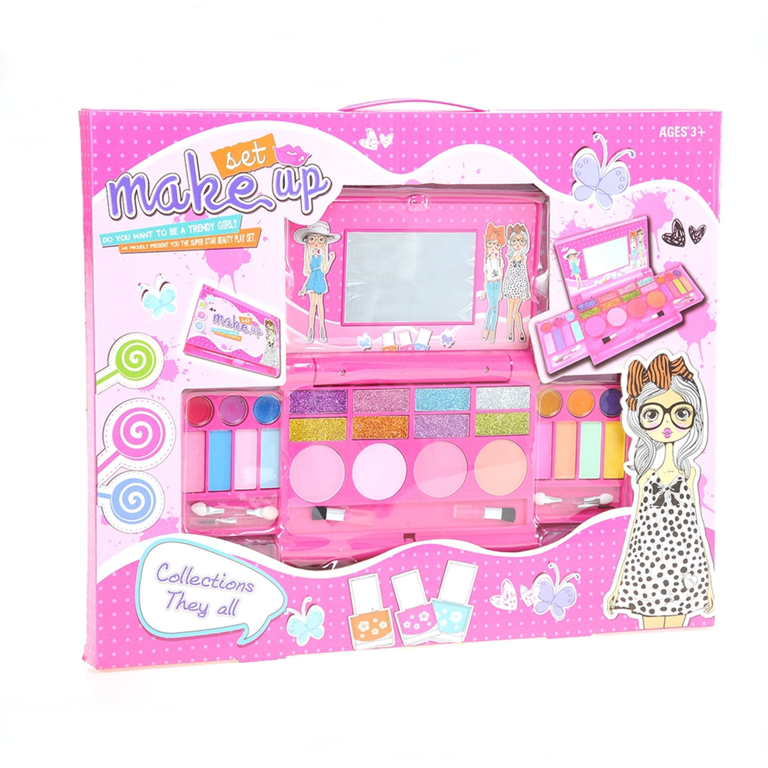 Kids Make Up Toy Set Princess Girls Cosmetics Play Set Palette Vanity With  Mirror Washable And Non Toxic Makeup - Beauty & Fashion Toys - AliExpress