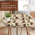 thumbnail image 3 of Brown Western Cowboy Round Tablecloth 45-54 Inch Round Fitted Table Cloth with Elastic Edge, Vintage Desert Botanical Waterproof Table Cover Protector for Outdoor Picnic Party Dining, 3 of 6